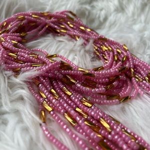 Waist beads TIE ON. Pink and gold